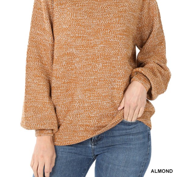 Turtleneck Sweater with Balloon Sleeves - Picture 3 of 5